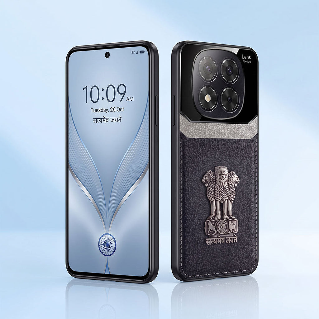 Redmi Note 14 Pro+ 5G Satyamev Jayate 3D Metal Leather Back Case