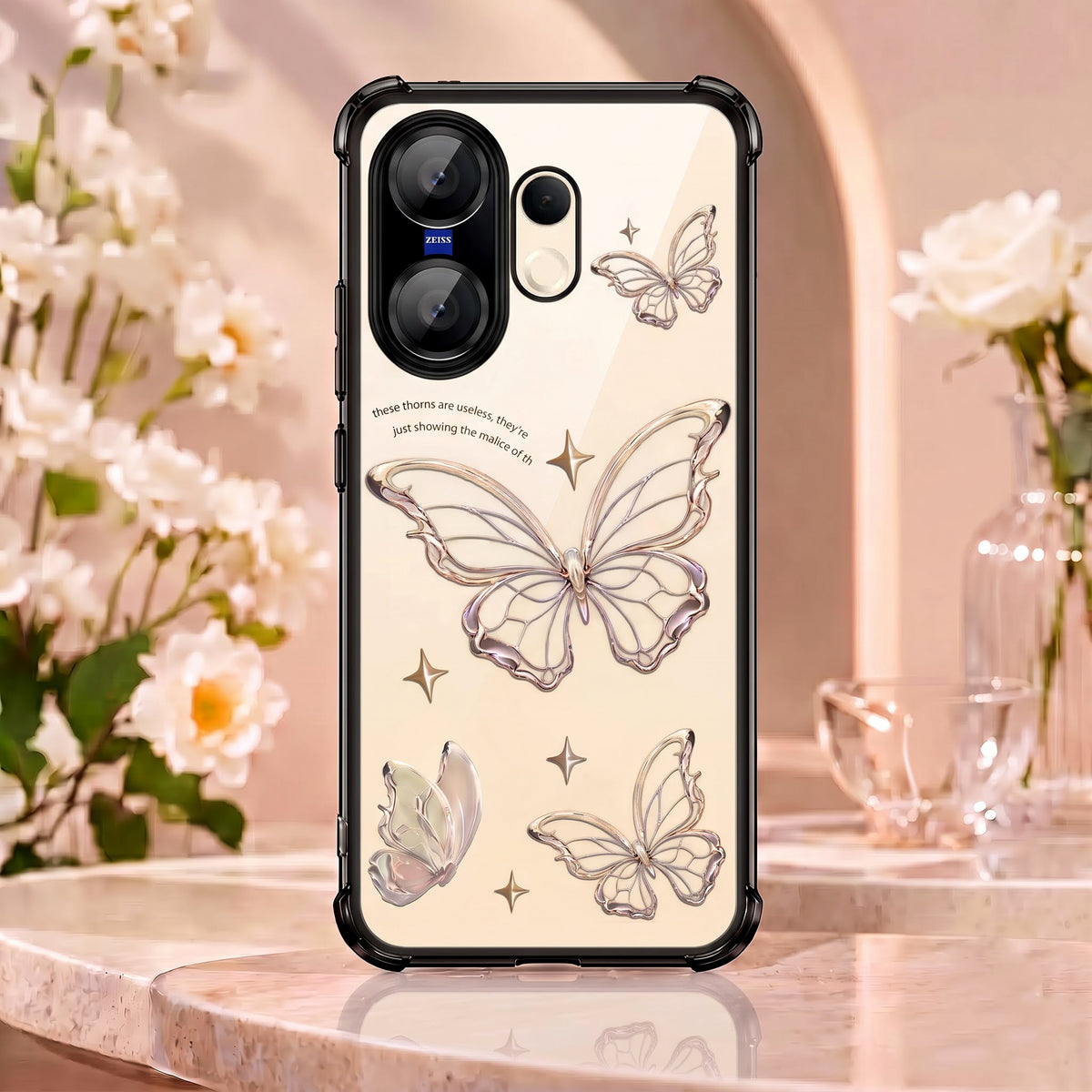 Vivo X200 FE 5G Transparent Butterfly Anti-Yellow Airbag Cover