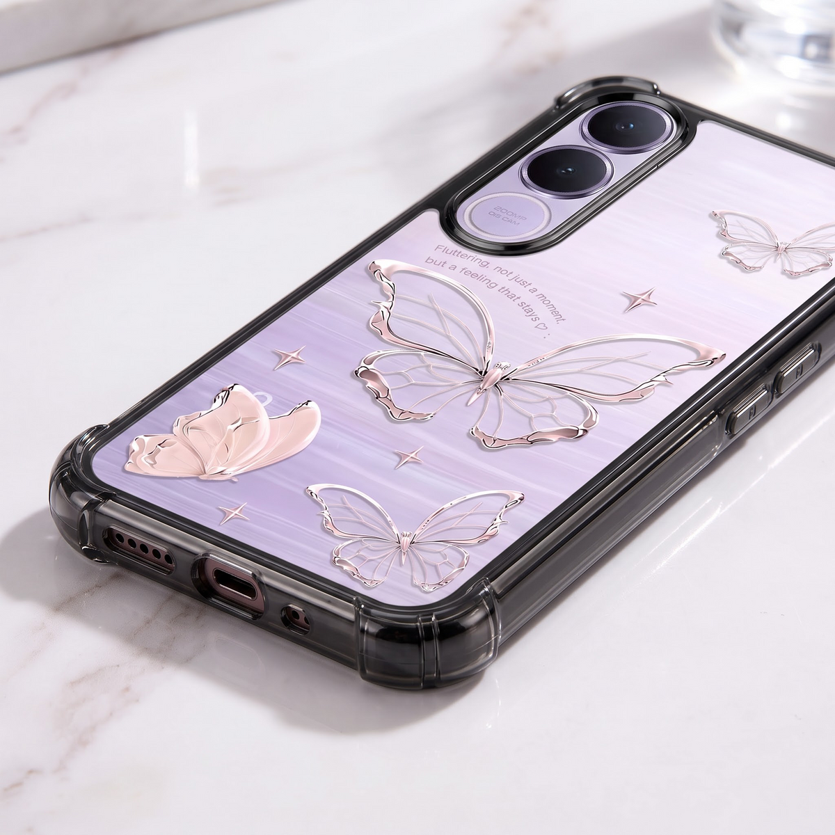 Vivo V70 FE 5G Transparent Butterfly Anti-Yellow Airbag Cover