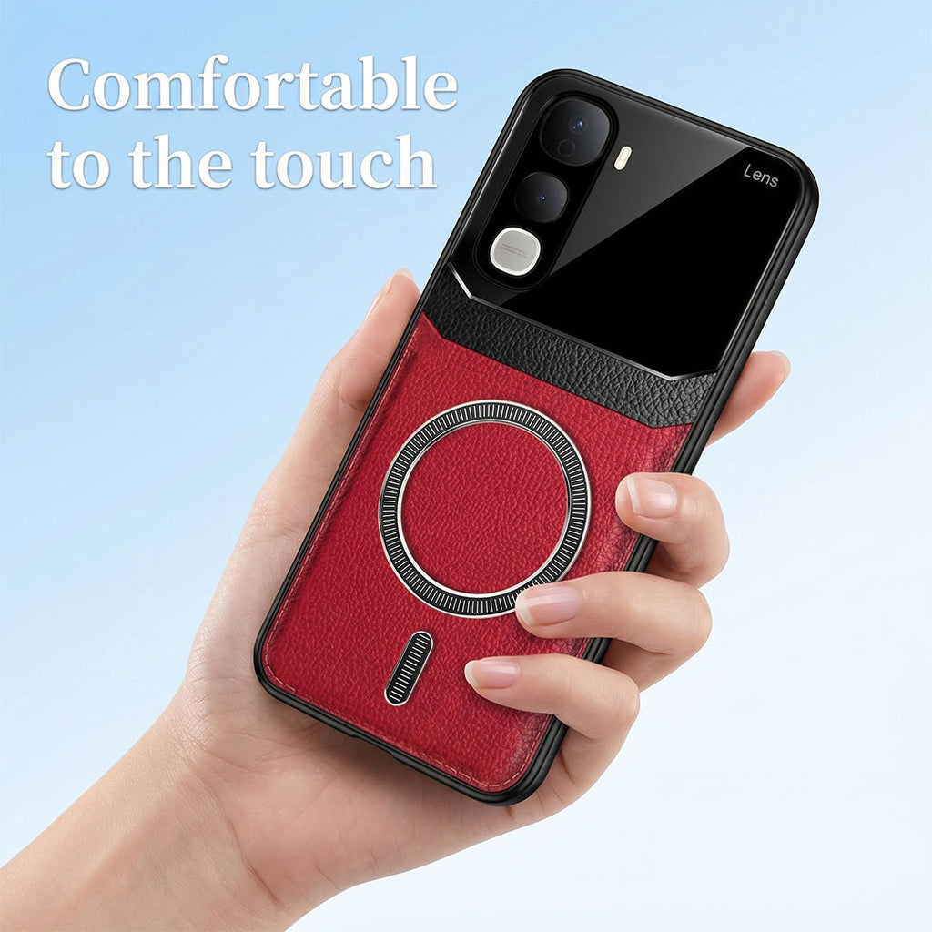Vivo Y400 Pro 5G Premium Magsafe Magnetic Leather Lens Protective Case