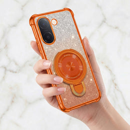 Vivo V60e 5G Invincible Bracket Ring Stand Shimmer Airbag Cosmic Orange Case