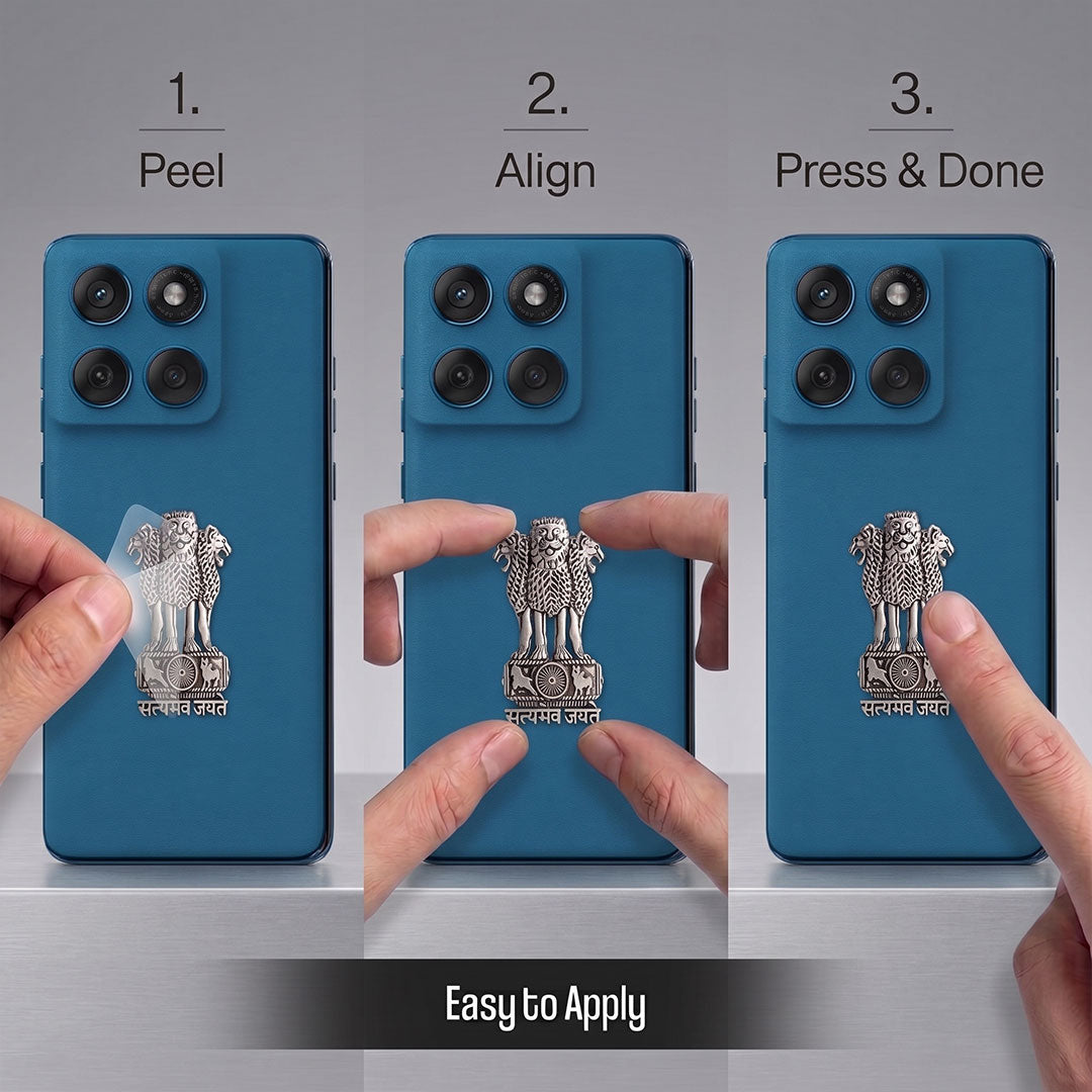 Motorola Edge 60 Fusion 5G Compatible Satyamev Jayate 3D Metal Emblem Sticker