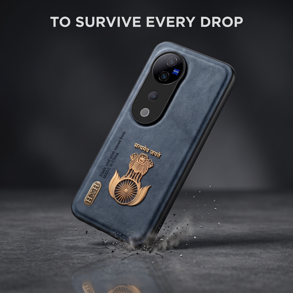 Vivo V40 Pro 5G Skin Feel 3D Satyamev Jayate PU Leather Case