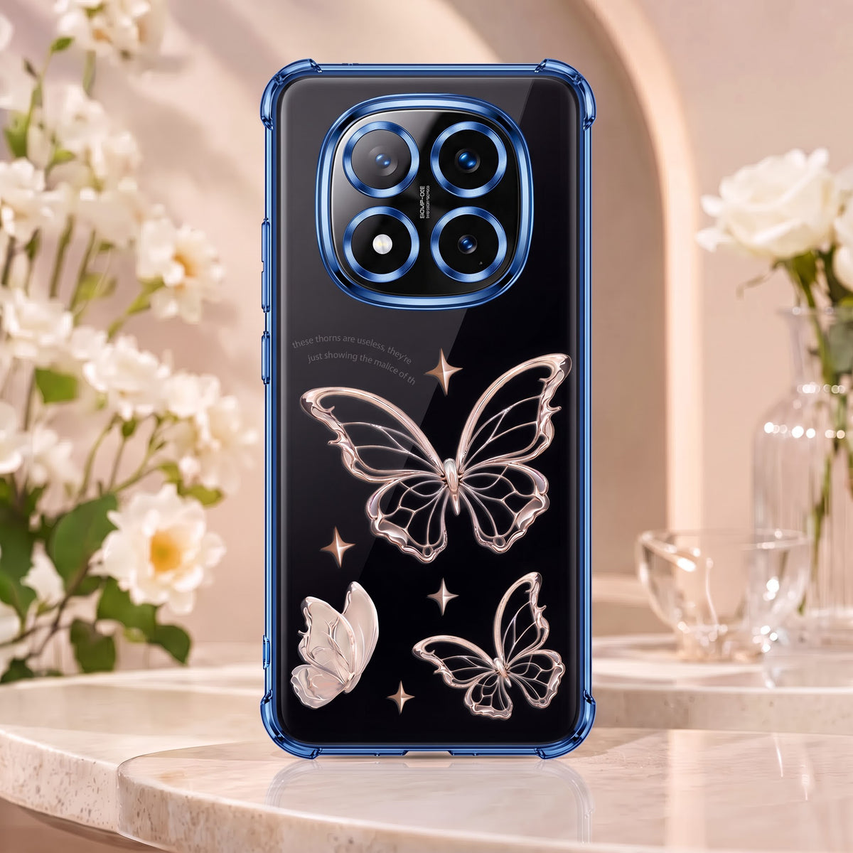 Redmi Note 14 Pro+ 5G Transparent Butterfly Anti-Yellow Airbag Cover