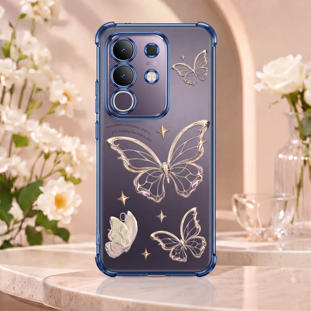 Vivo T4X 5G Transparent Butterfly Anti-Yellow Airbag Cover