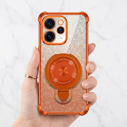 Oppo Reno 15 Pro Mini 5G Invincible Bracket Ring Stand Shimmer Airbag Cosmic Orange Case