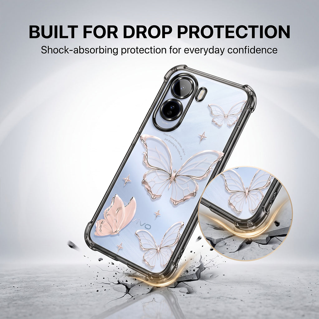 Vivo T5 Pro 5G Transparent Butterfly Anti-Yellow Airbag Cover
