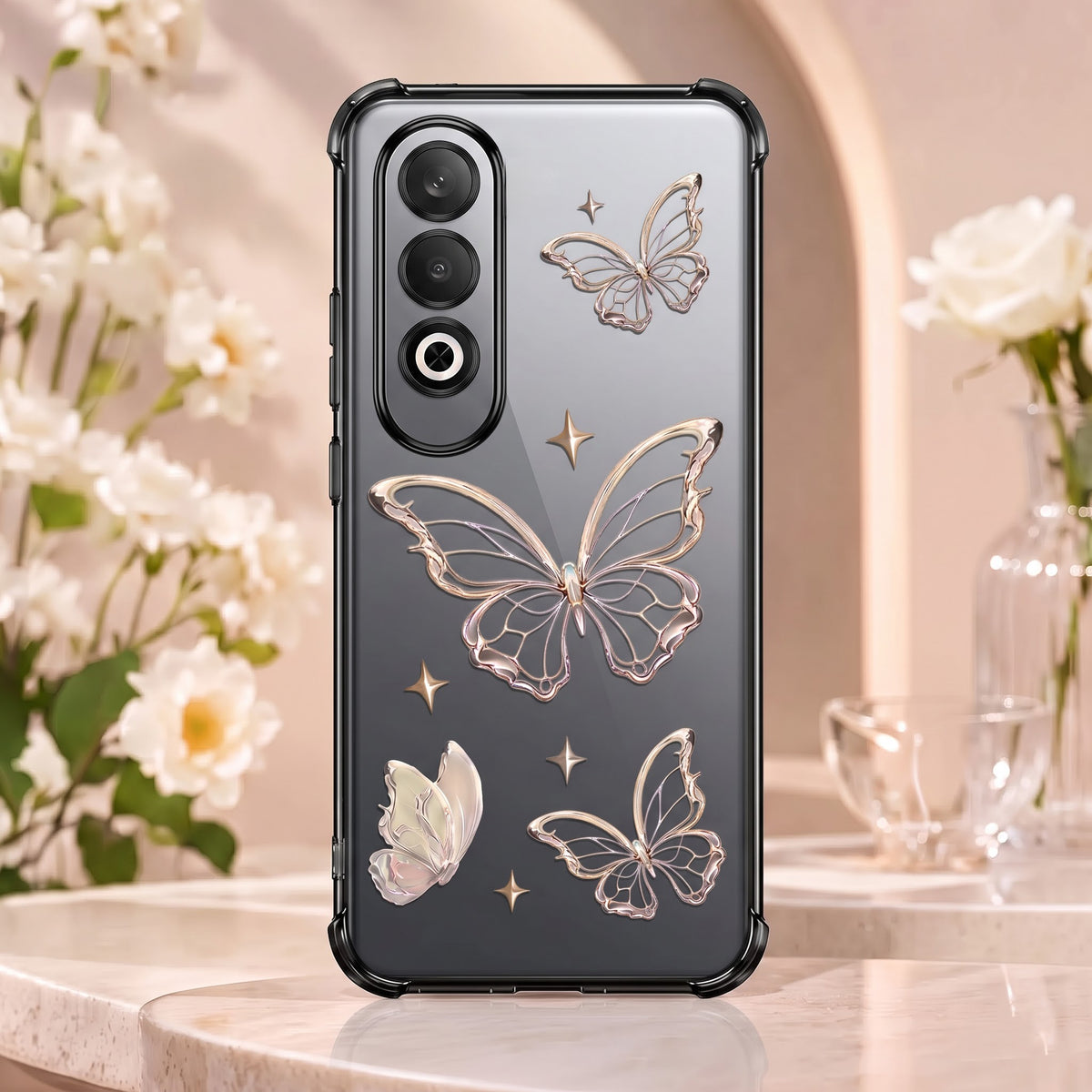 Oneplus Nord CE4 5G Transparent Butterfly Anti-Yellow Airbag Cover