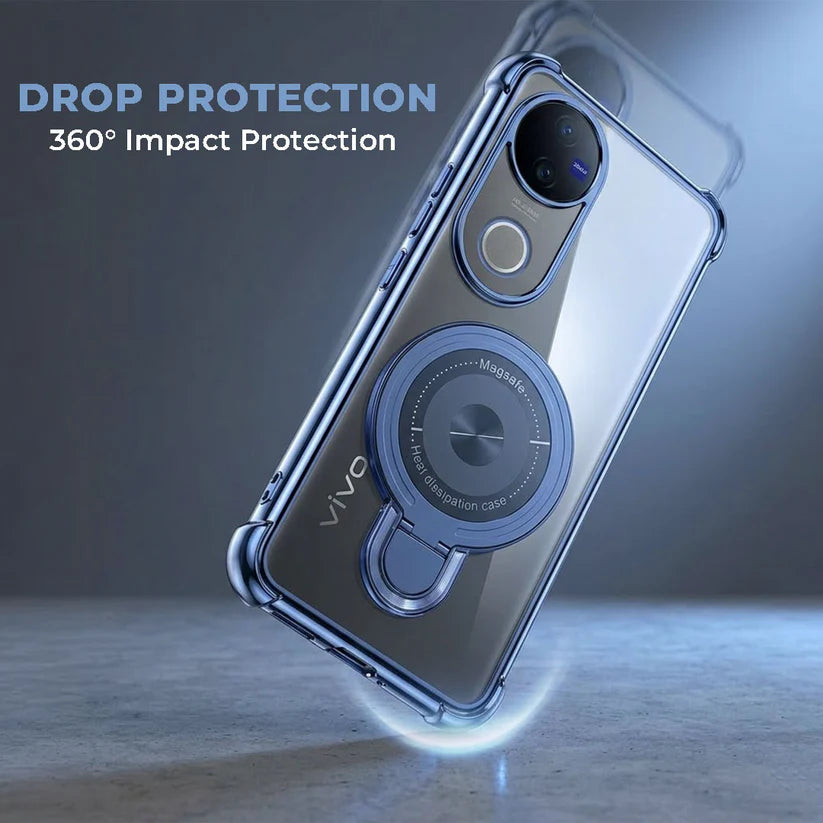Vivo V50 5G Luxury Four Corner Invincible Bracket Ring Stand Case