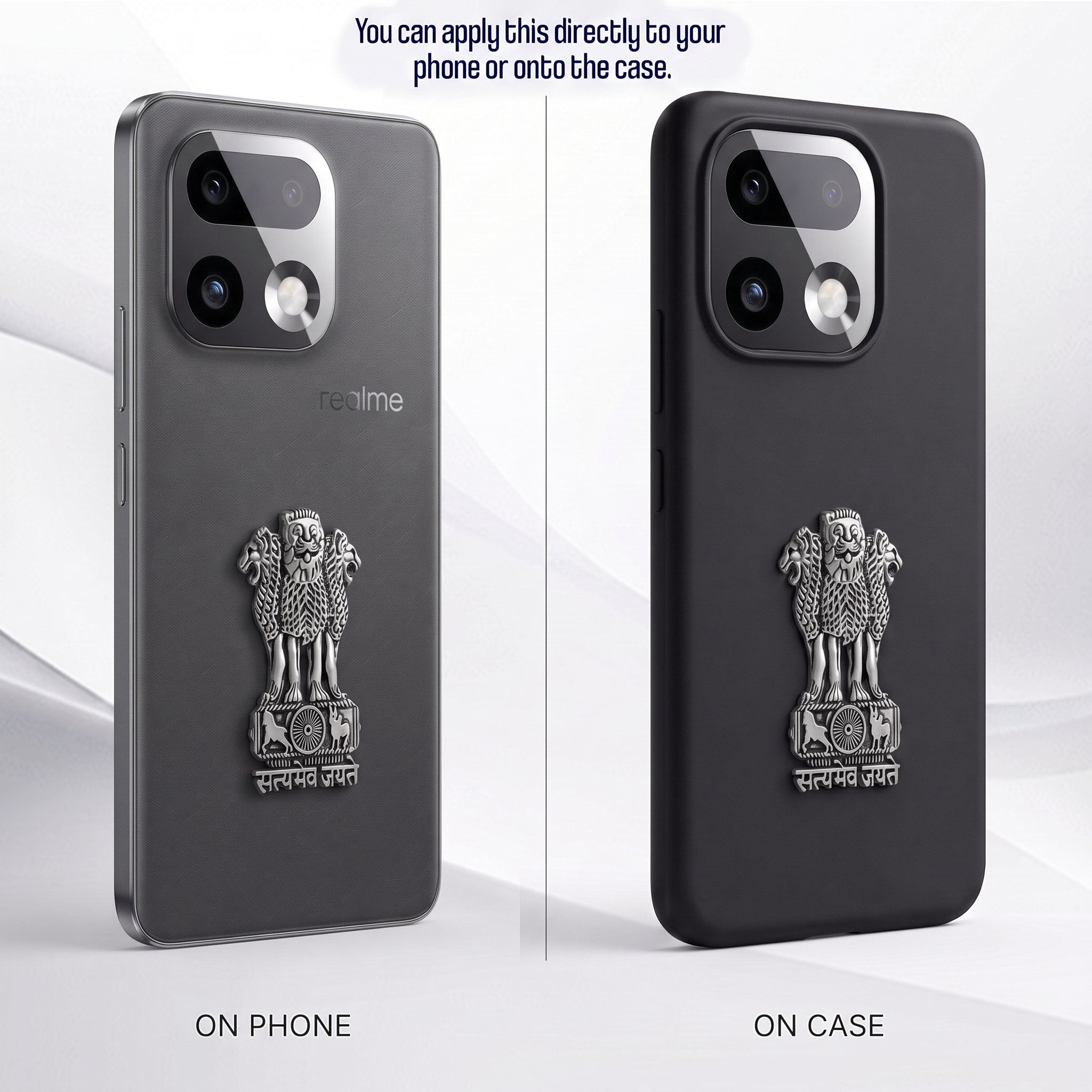 Realme 16 Pro+ 5G Compatible Satyamev Jayate 3D Metal Emblem Sticker