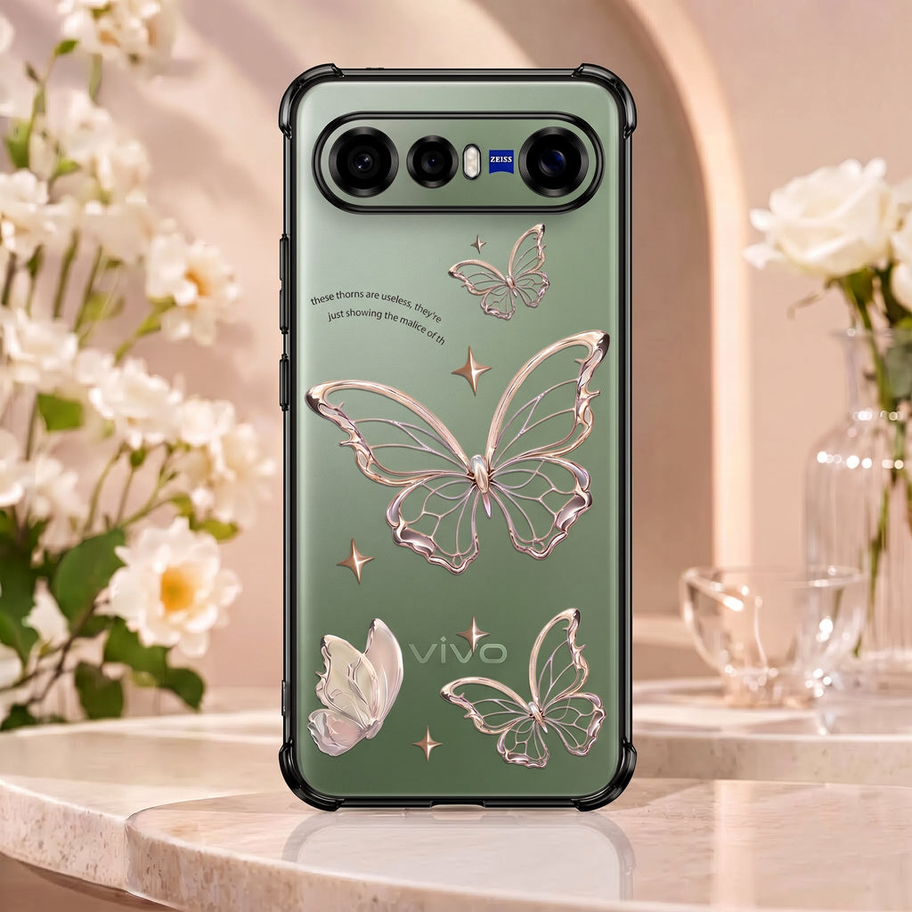 Vivo X300 FE 5G Transparent Butterfly Anti-Yellow Airbag Cover