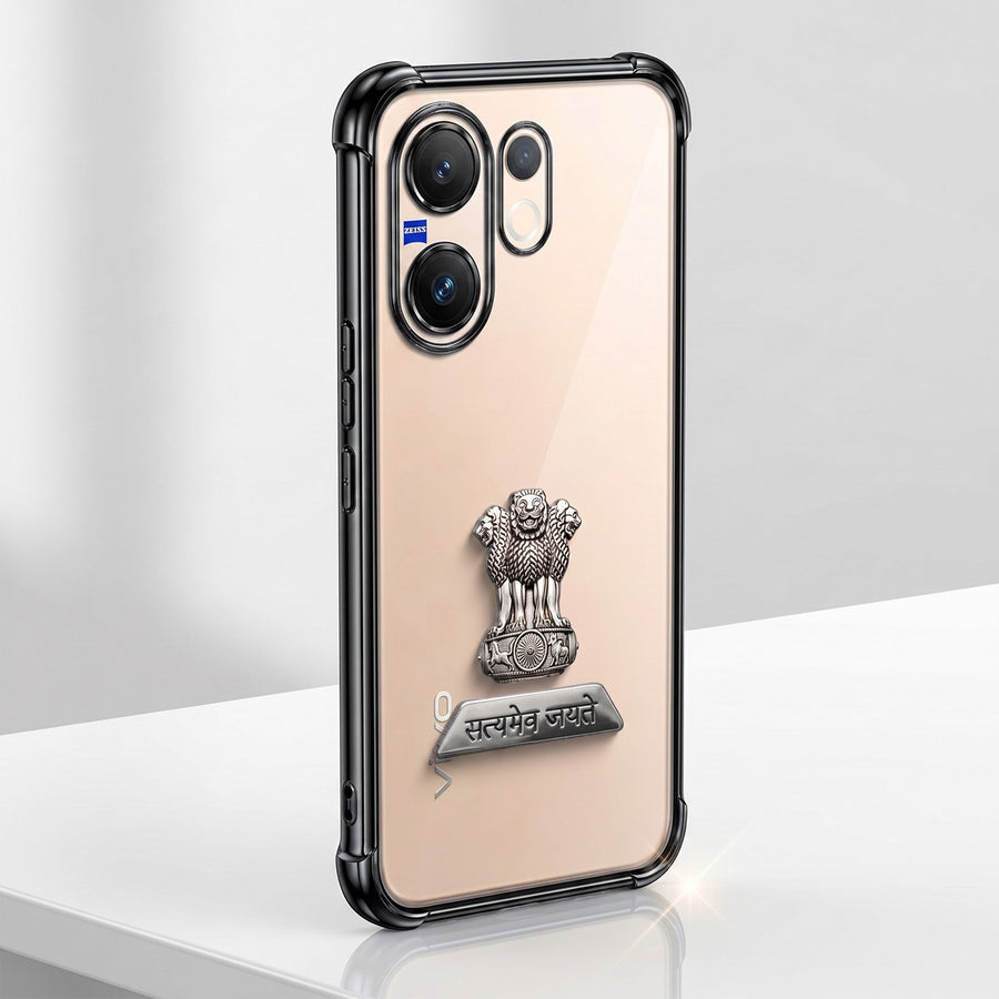 Vivo V60 5G Satyamev Jayate 2-in-1 Emblem Transparent Shockproof Airbag Case