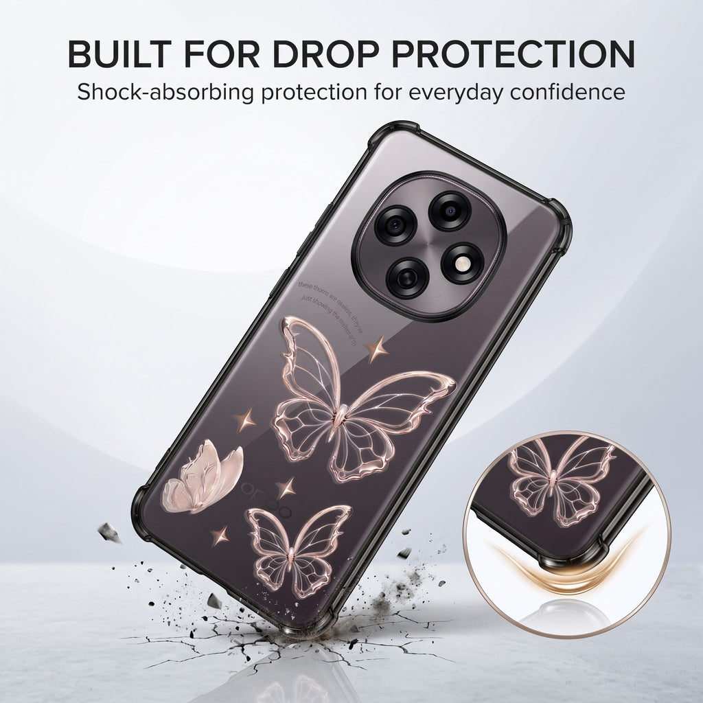 Oppo F31 Pro 5G Transparent Butterfly Anti-Yellow Airbag Cover