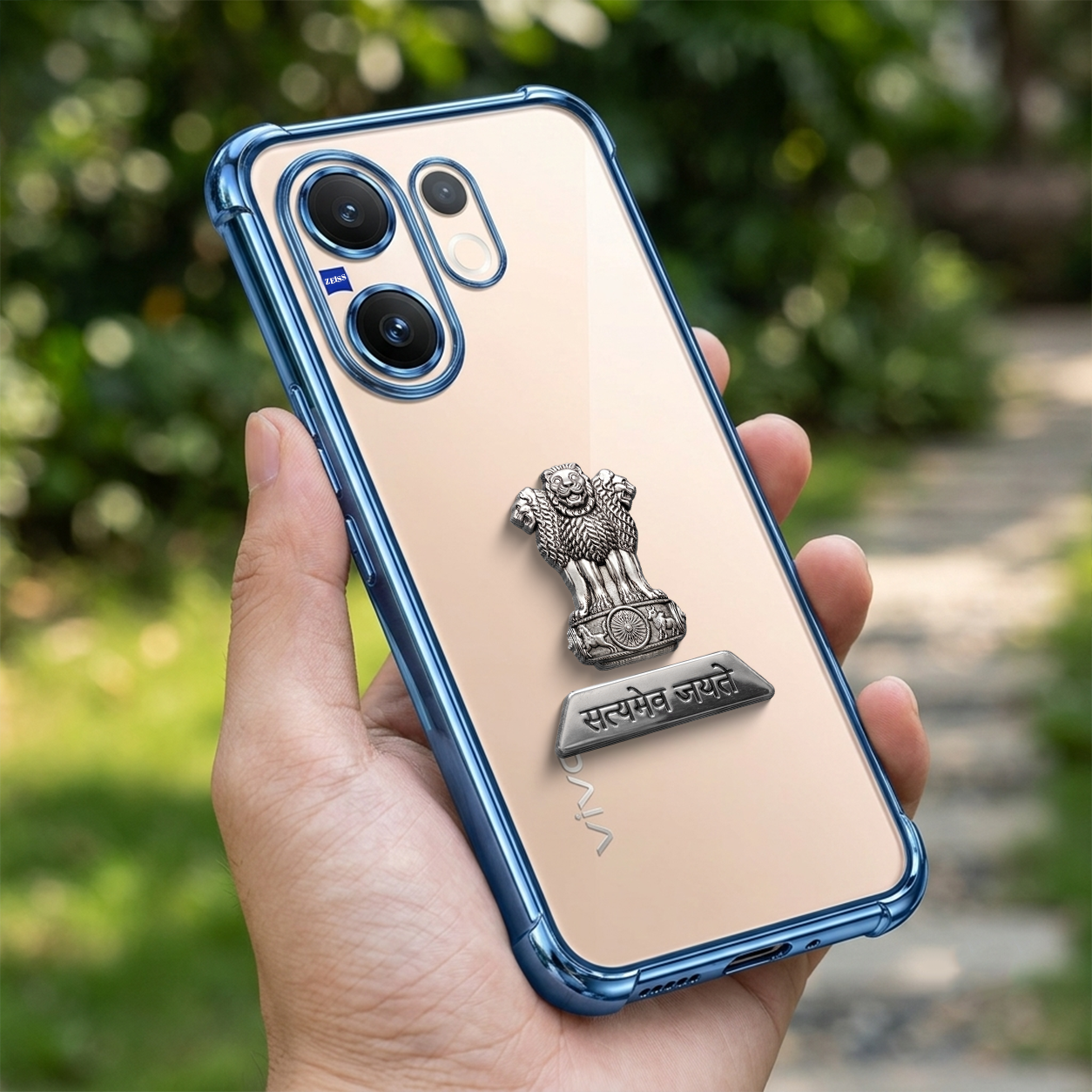 Vivo V60 5G Satyamev Jayate 2-in-1 Emblem Transparent Shockproof Airbag Case