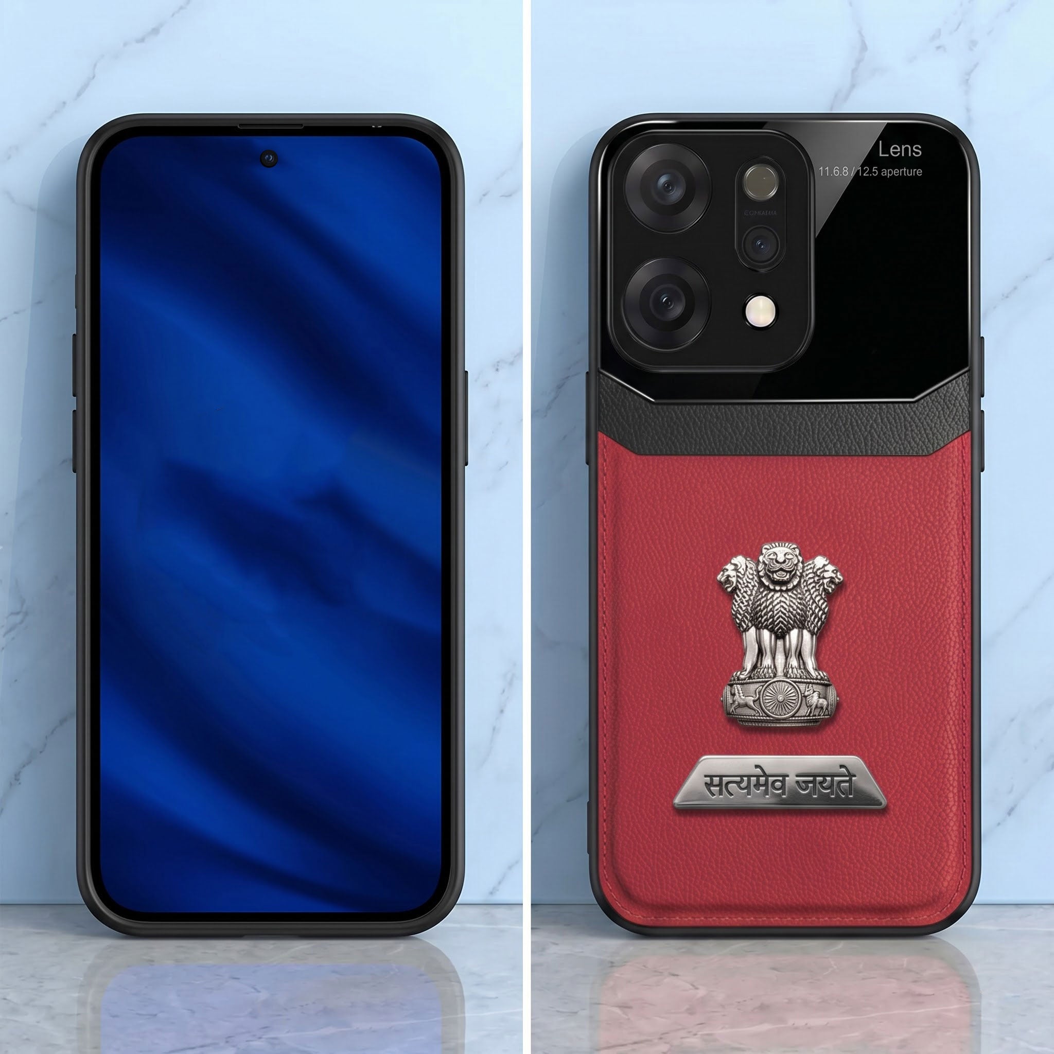Oppo Reno 14 5G Satyamev Jayate 2-in-1 Emblem Leather Lens Protective Back Case