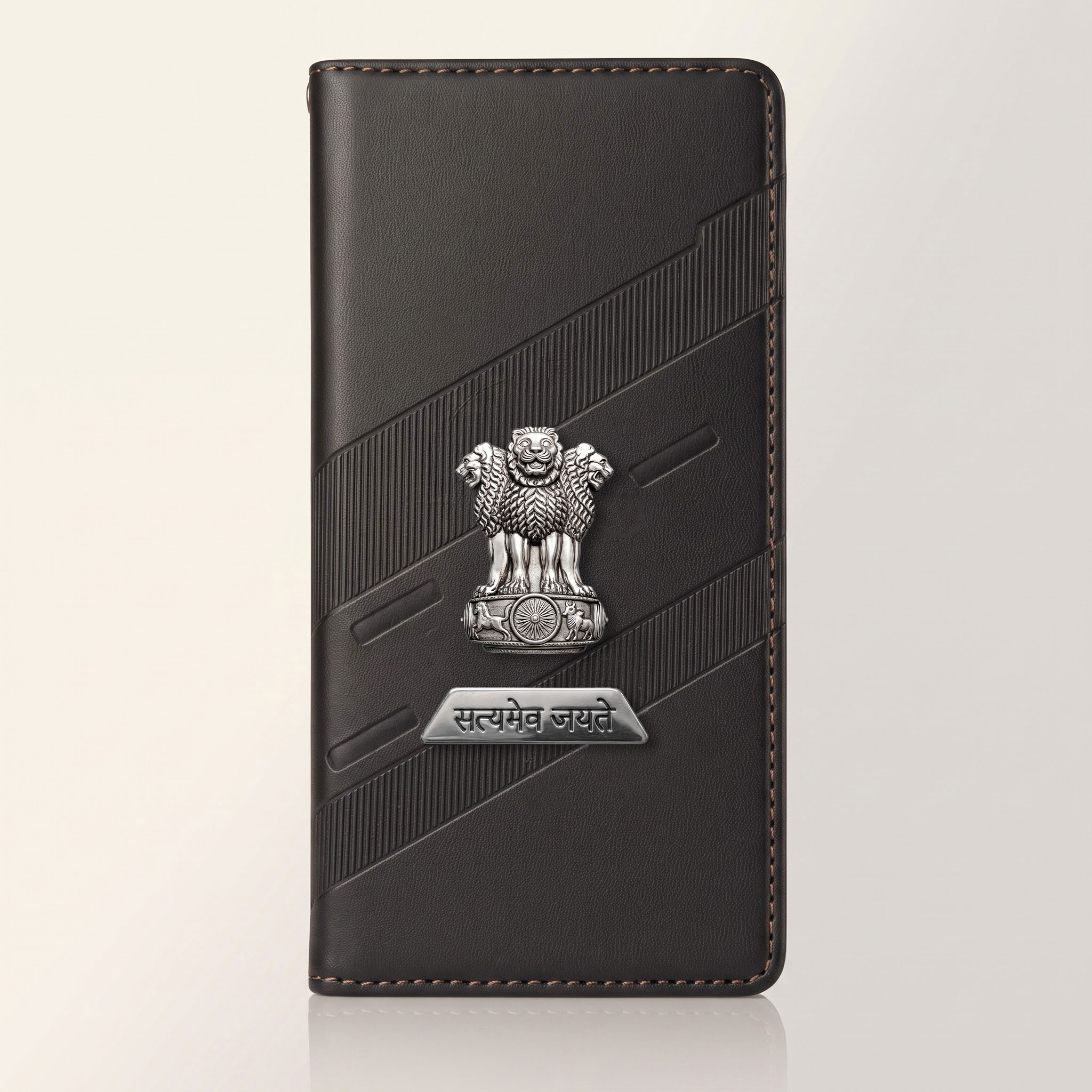Oppo F27 Pro+ 5G Metal Satyamev Jayate 2-in-1 Emblem Magnetic Flip Wallet Case