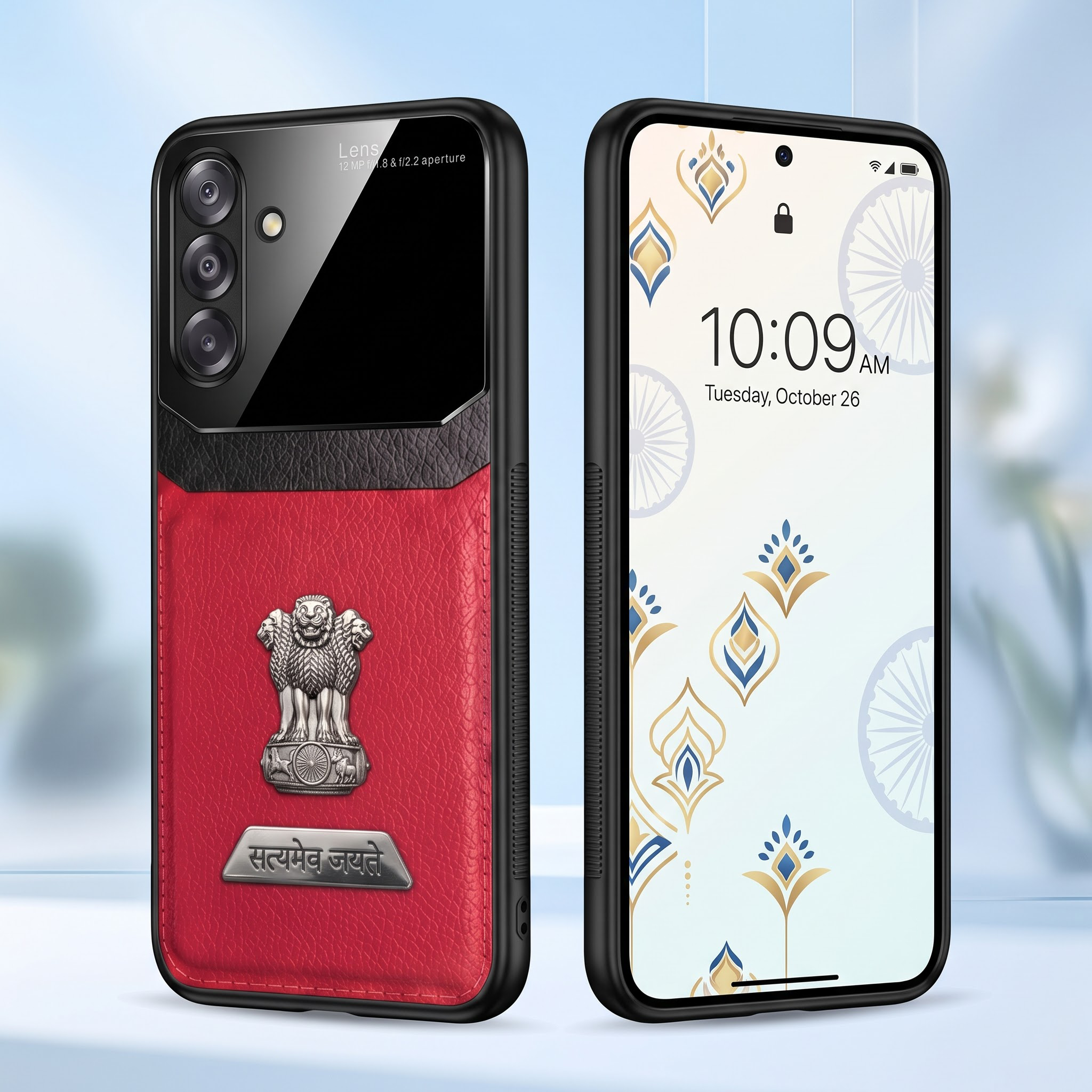 Samsung Galaxy A16 5G Satyamev Jayate 2-in-1 Emblem Leather Lens Protective Back Case
