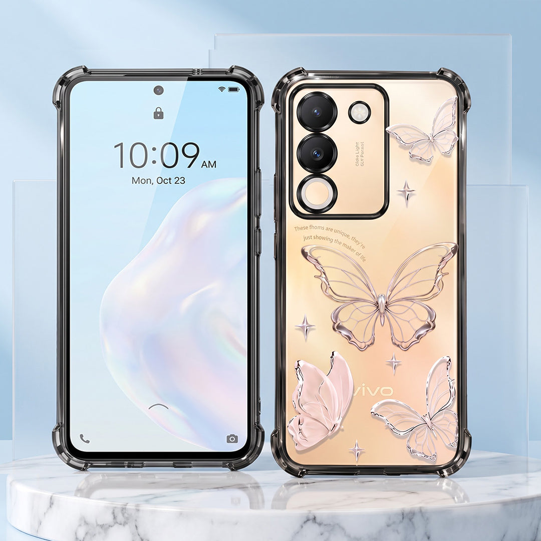 Vivo Y200 5G Transparent Butterfly Anti-Yellow Airbag Cover