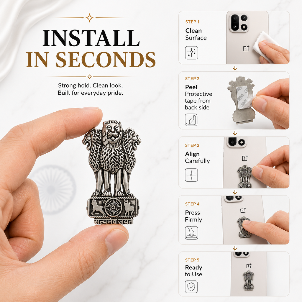 Oppo A6 5G Compatible Satyamev Jayate 3D Metal Emblem Sticker