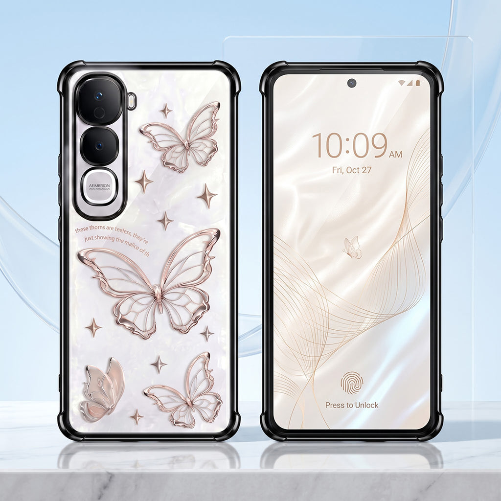Vivo Y400 Pro 5G Transparent Butterfly Anti-Yellow Airbag Cover