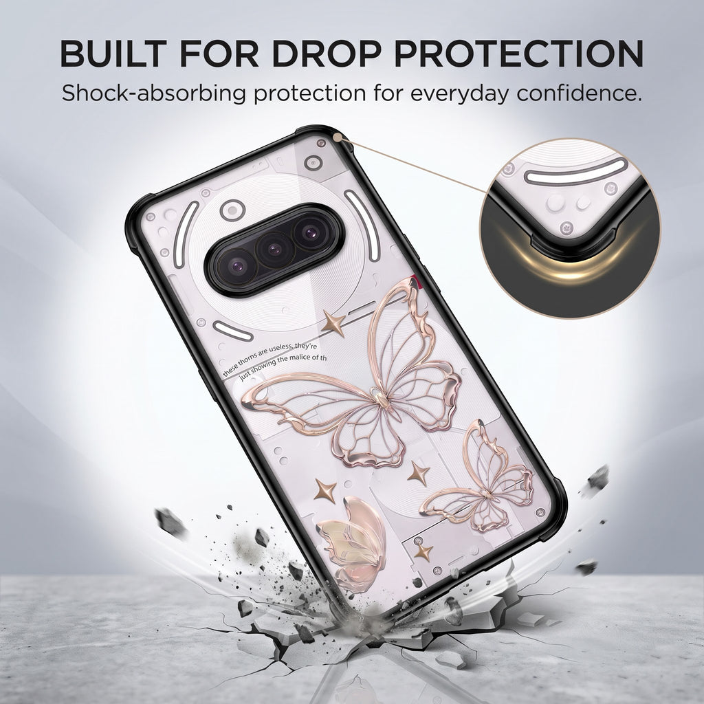 Nothing Phone 3A 5G Transparent Butterfly Anti-Yellow Airbag Cover