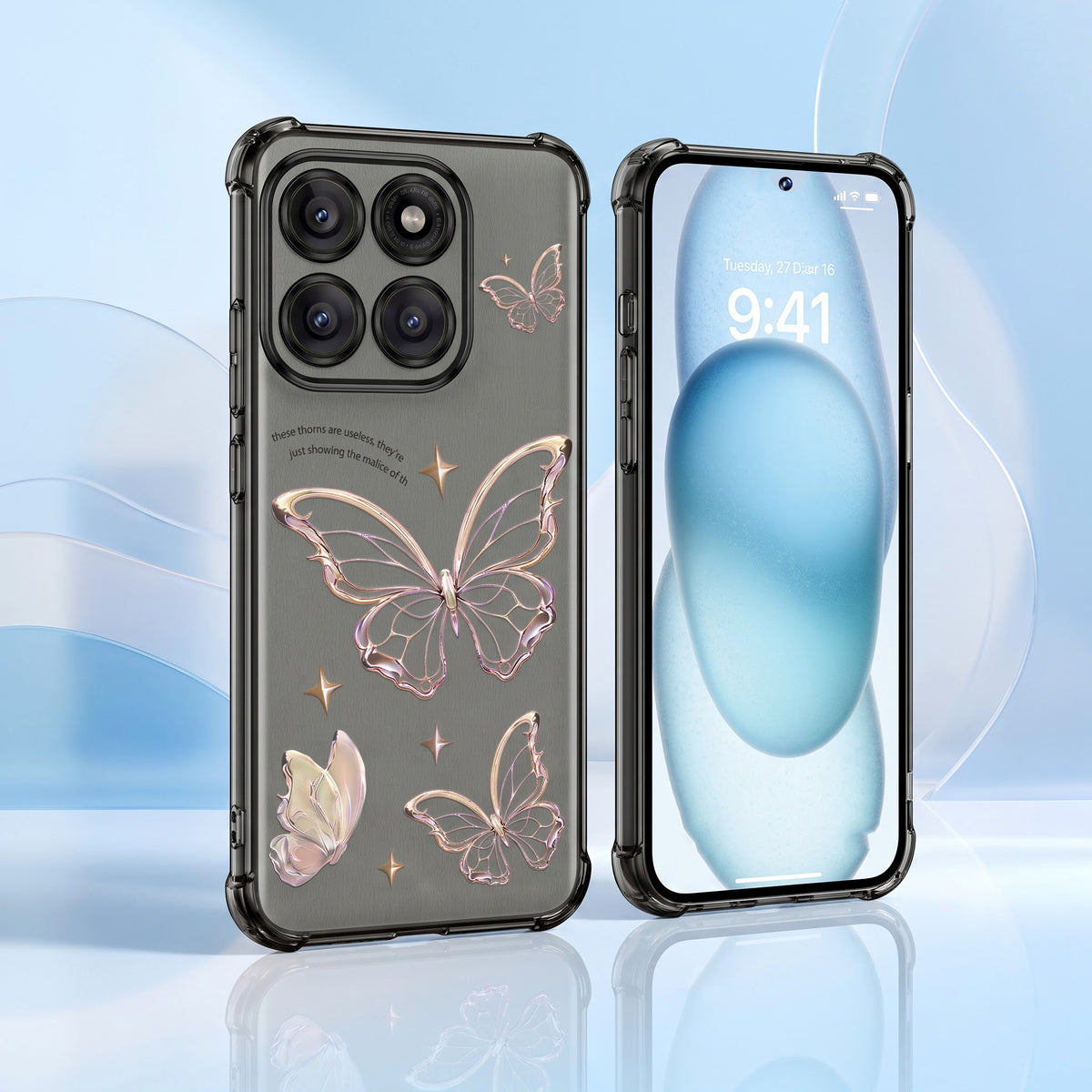 Motorola Edge 60 Pro 5G Transparent Butterfly Anti-Yellow Airbag Cover