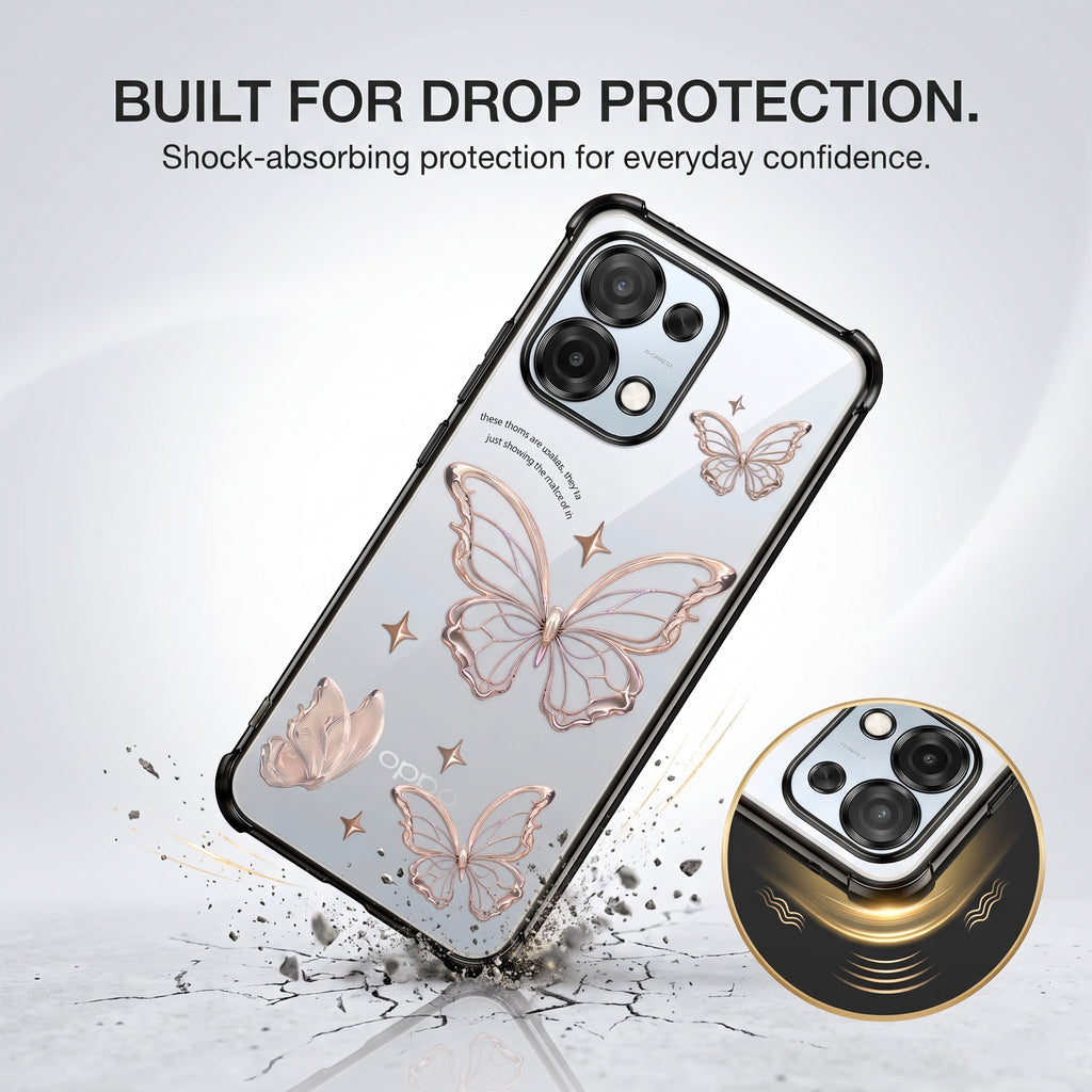 Oppo F31 5G Transparent Butterfly Anti-Yellow Airbag Cover