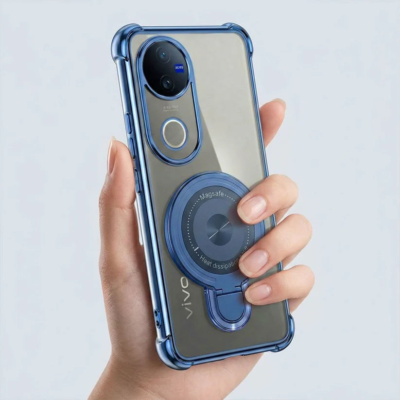 Vivo V50 5G Luxury Four Corner Invincible Bracket Ring Stand Case