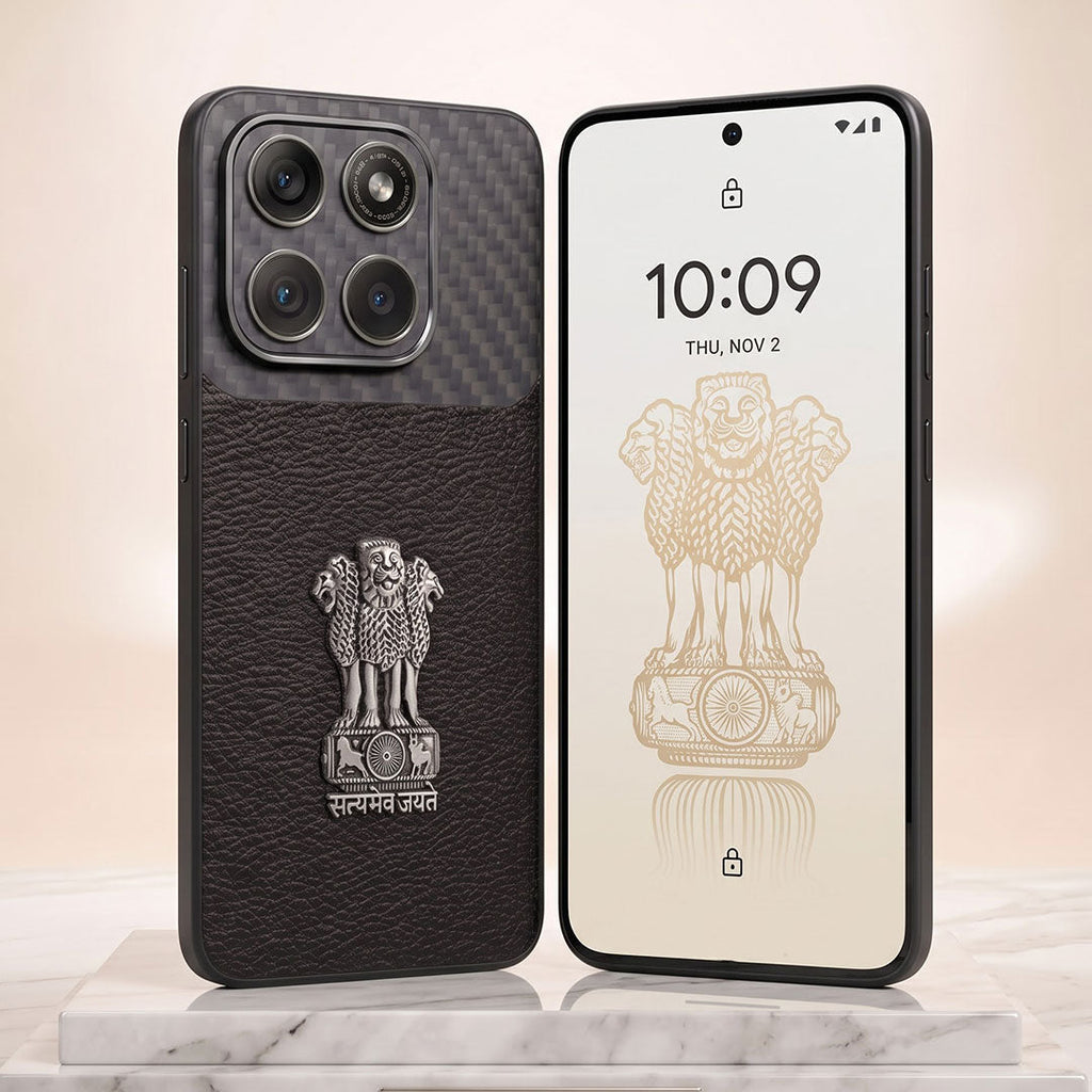 Motorola Edge 60 Pro 5g Satyamev Jayate Carbon Fiber Leather Hybrid Phone Case