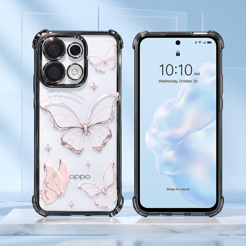 Oppo Reno 16 5G Transparent Butterfly Anti-Yellow Airbag Cover