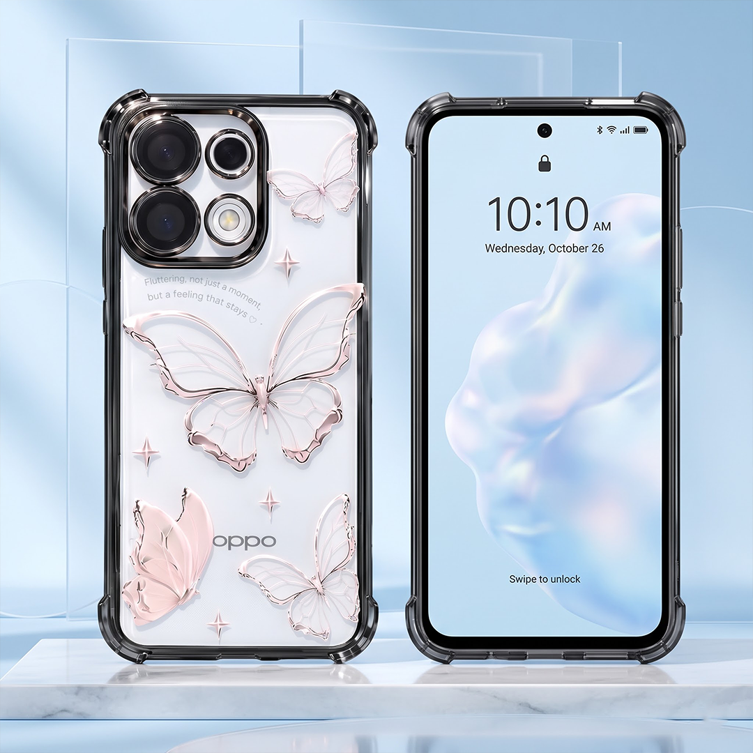 Oppo Reno 16 5G Transparent Butterfly Anti-Yellow Airbag Cover