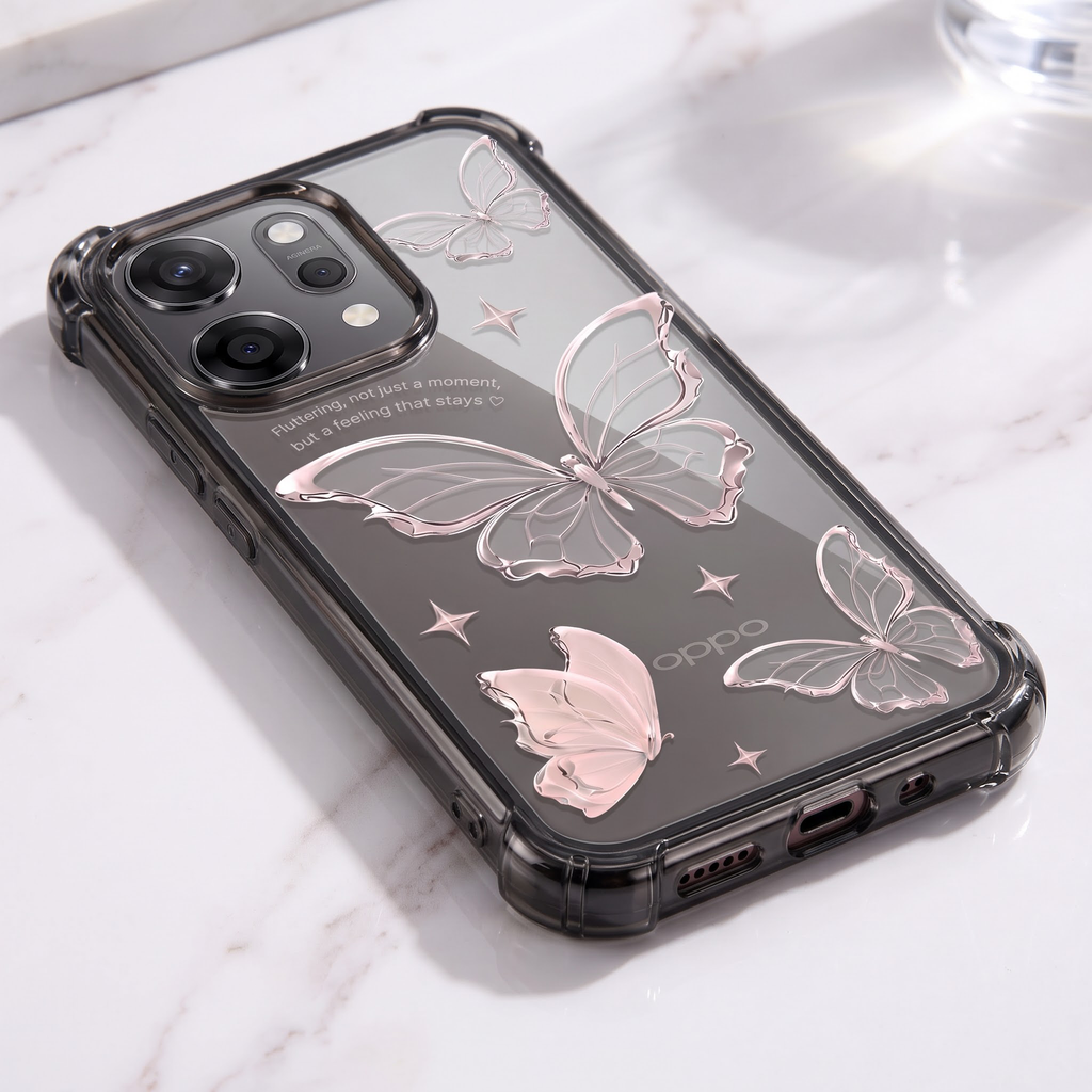 Oppo Reno 14 Pro 5G Transparent Butterfly Anti-Yellow Airbag Cover