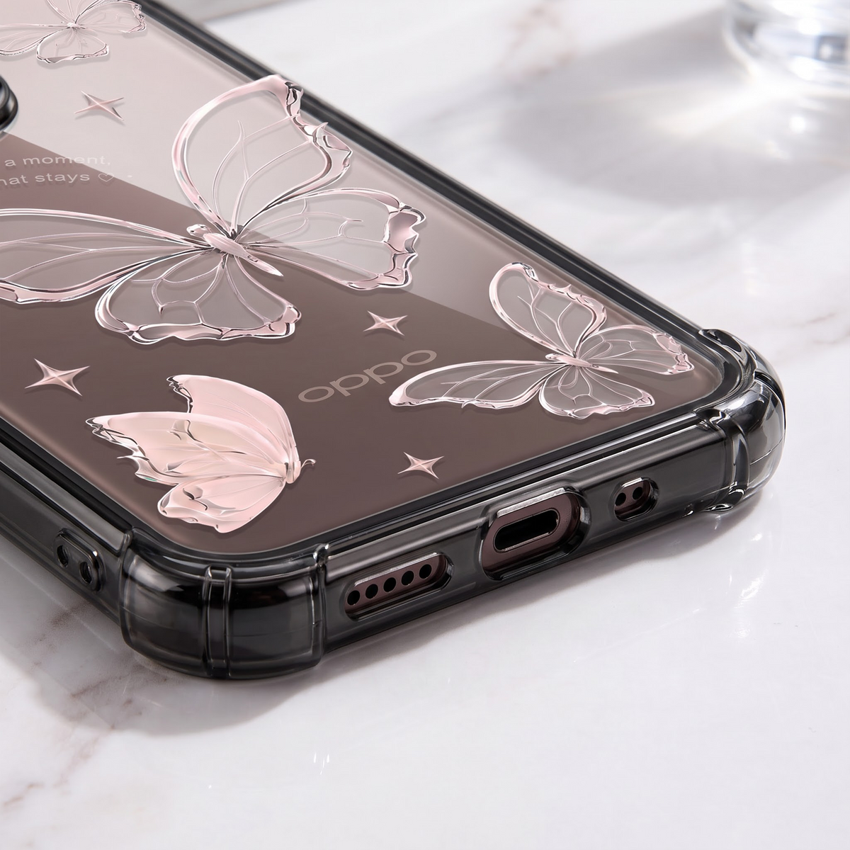 Oppo Reno 15 Pro Mini 5G Transparent Butterfly Anti-Yellow Airbag Cover