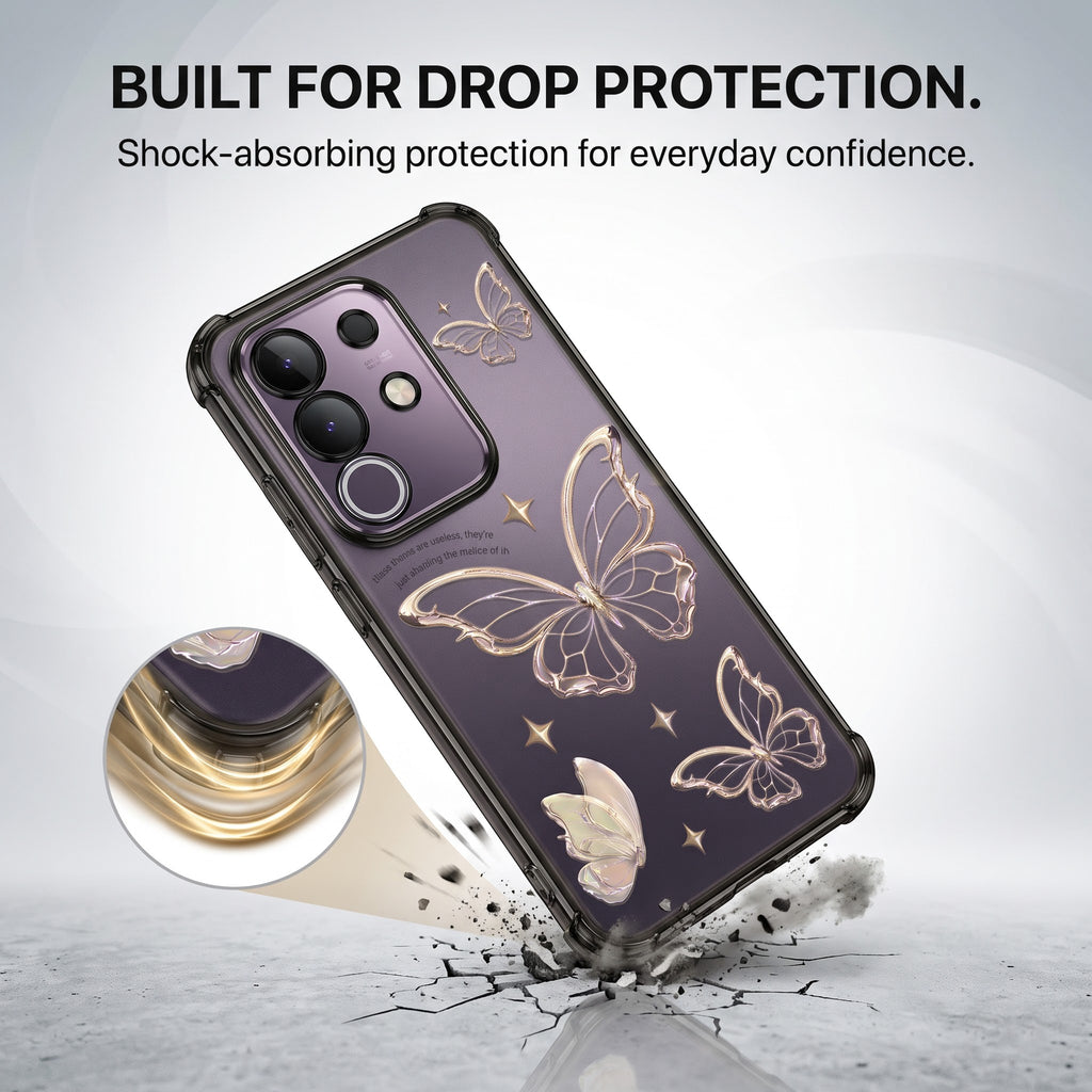Vivo T4X 5G Transparent Butterfly Anti-Yellow Airbag Cover
