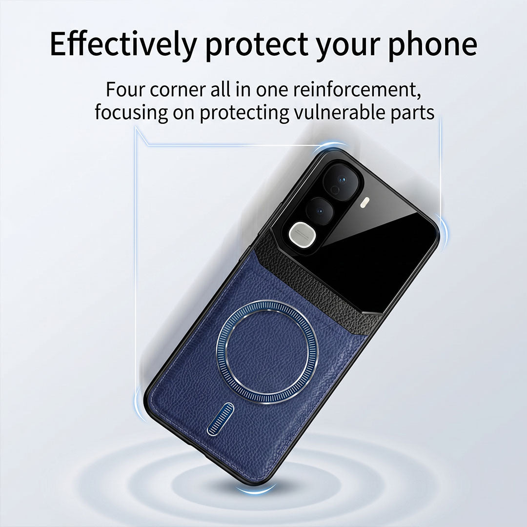 Vivo Y400 Pro 5G Premium Magsafe Magnetic Leather Lens Protective Case