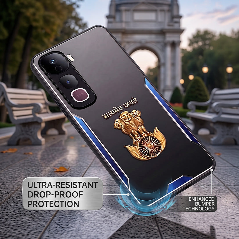 Vivo Y400 Pro 5G Satyamev Jayate 3D Metal Aluminium Back Case