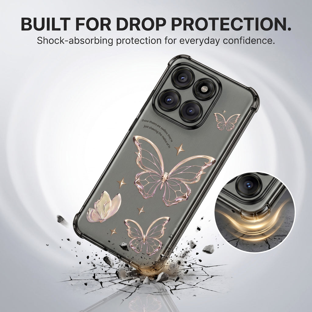 Motorola Edge 60 Pro 5G Transparent Butterfly Anti-Yellow Airbag Cover