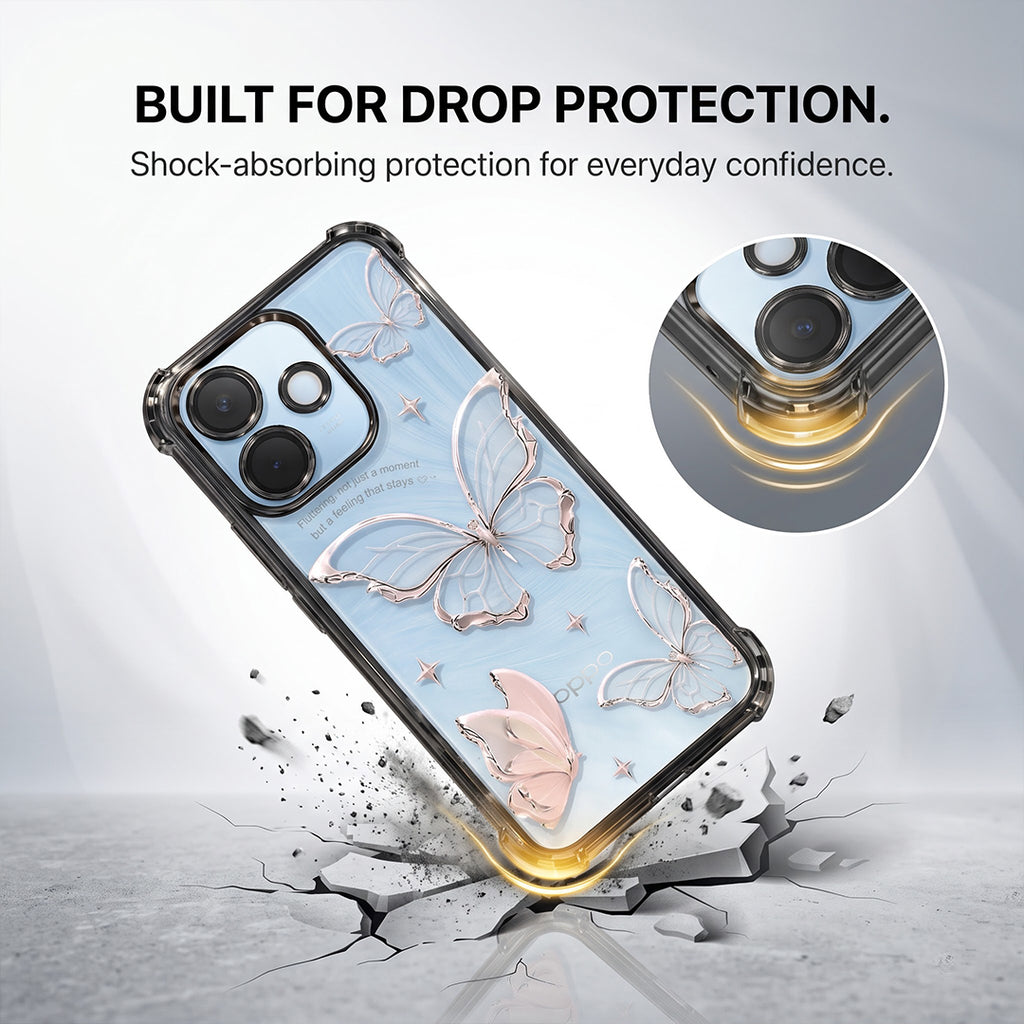 Oppo A5 Pro 5G Transparent Butterfly Anti-Yellow Airbag Cover