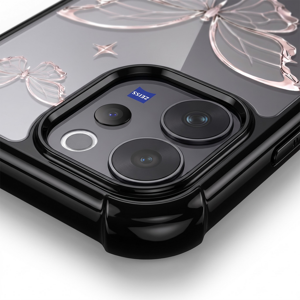 Vivo V70 5G Transparent Butterfly Anti-Yellow Airbag Cover