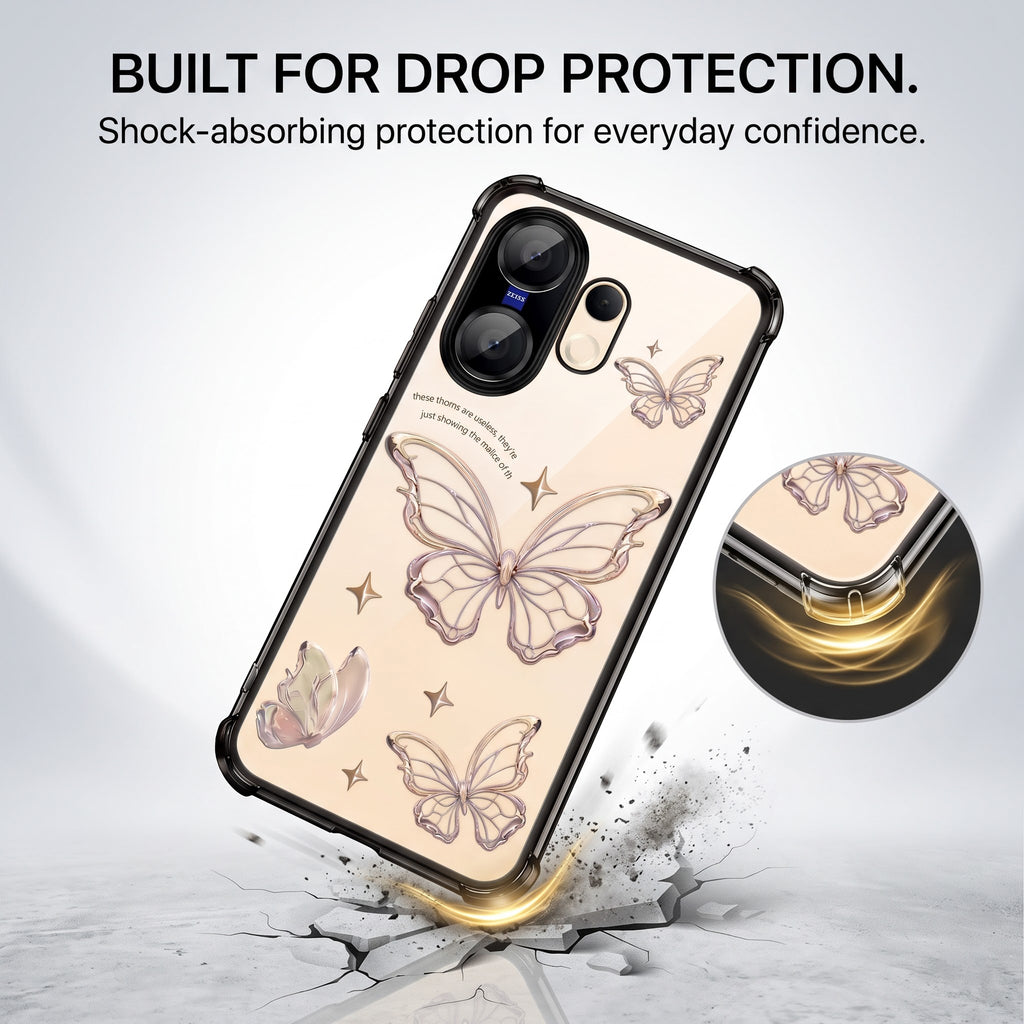 Vivo X200 FE 5G Transparent Butterfly Anti-Yellow Airbag Cover