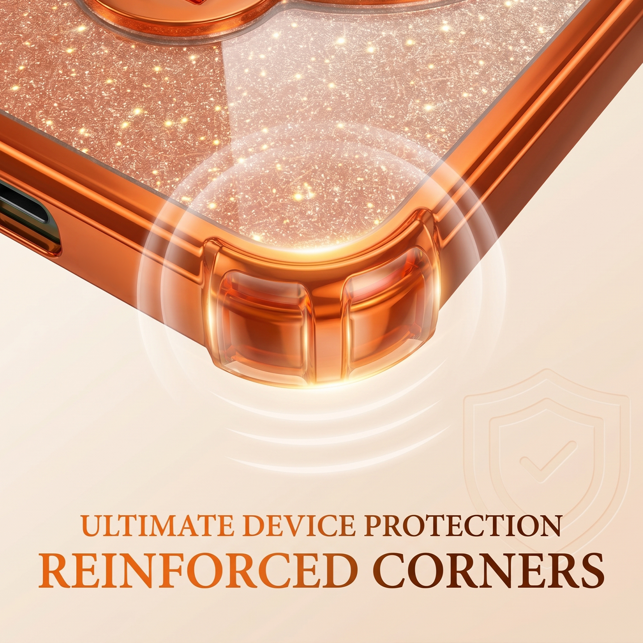 Vivo V50 5G Invincible Bracket Ring Stand Shimmer Airbag Cosmic Orange Case