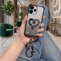 Oppo Reno 15 5G Luxury Shimmer Airbag Heart Stand Case with Charm Strap