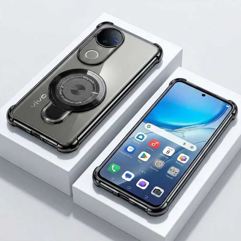Vivo V50 5G Luxury Four Corner Invincible Bracket Ring Stand Case