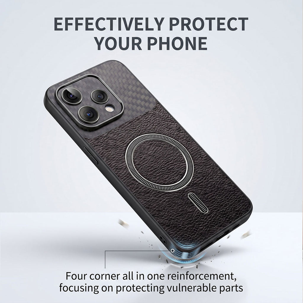 Oppo Reno 15 5G Carbon Fiber Leather Hybrid MagSafe Magnetic Case