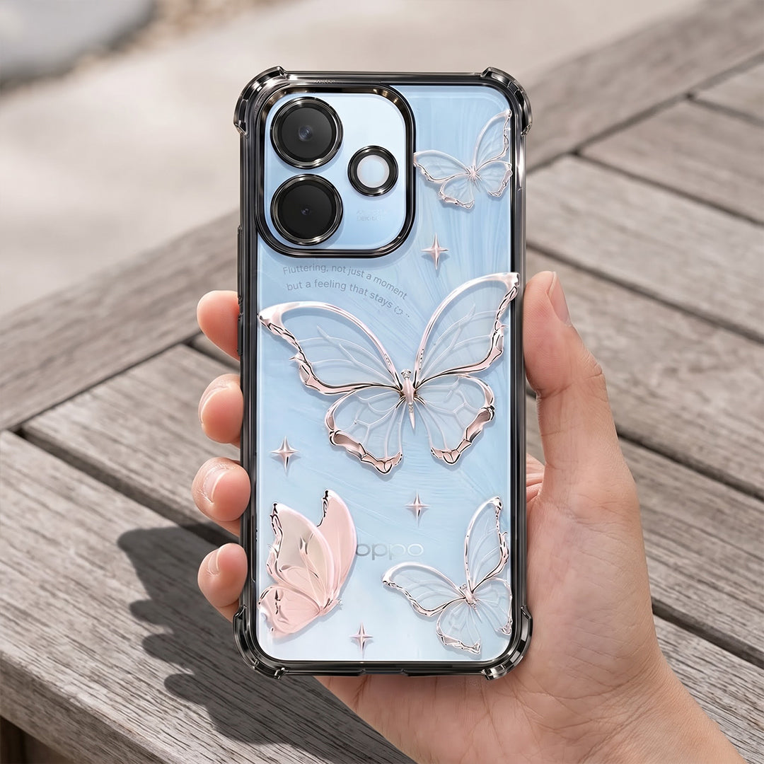 Oppo A5 Pro 5G Transparent Butterfly Anti-Yellow Airbag Cover