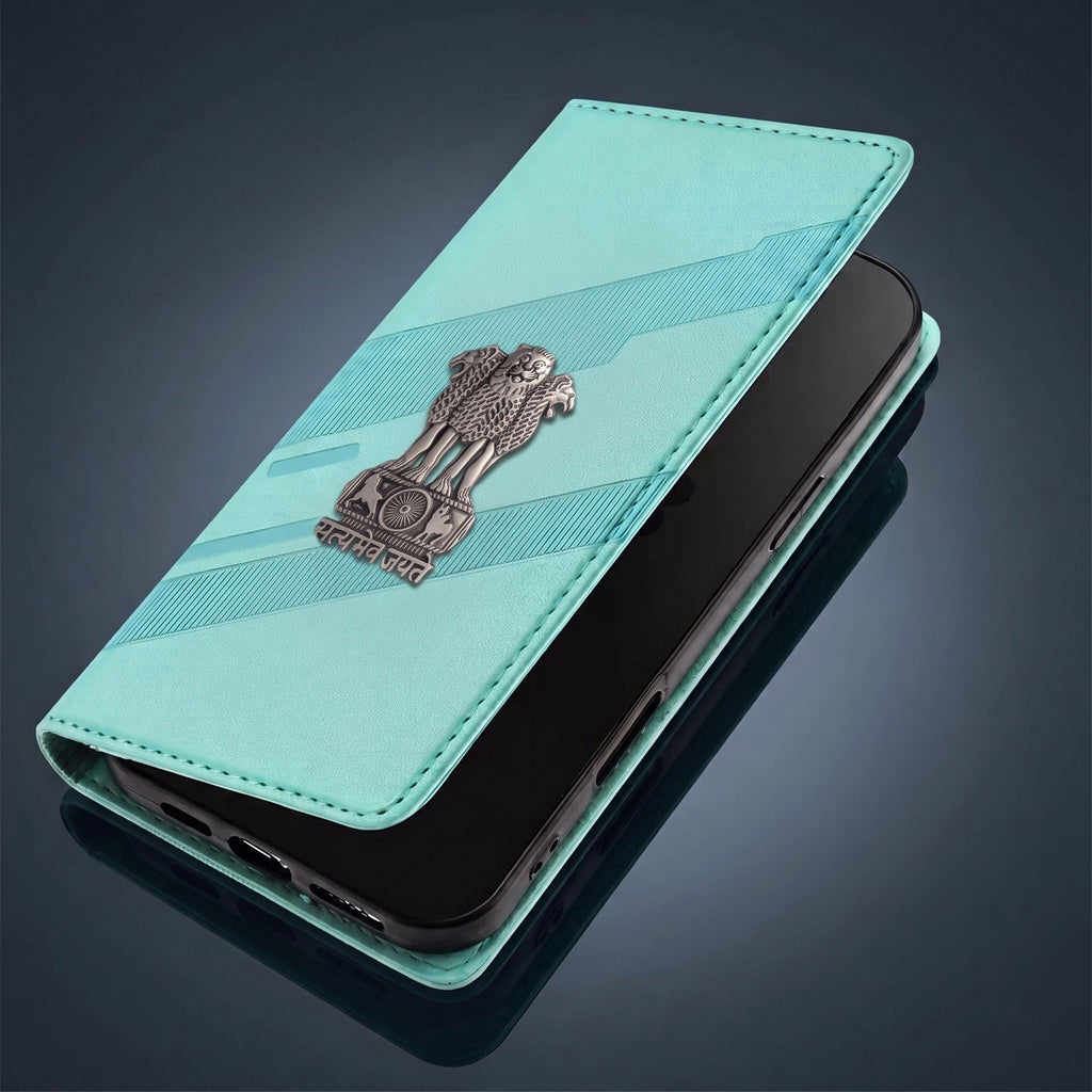 Redmi Note 14 Pro Plus 5G Satyamev Jayate 3D Emblem Magnetic Flip Wallet Case