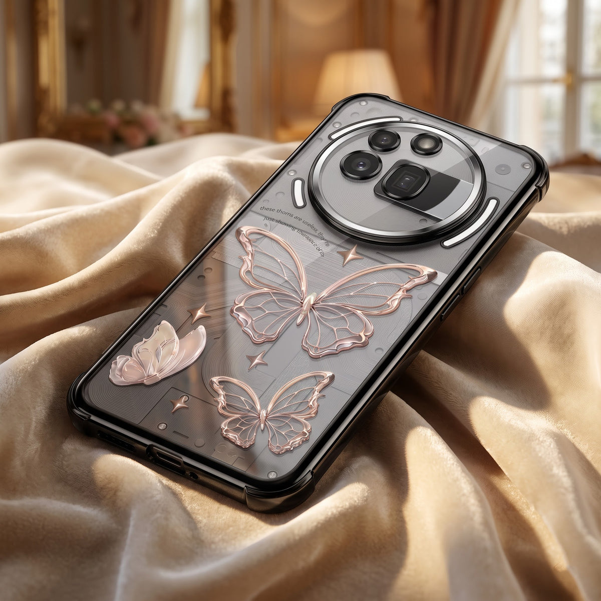 Nothing Phone 3A Pro 5G Transparent Butterfly Anti-Yellow Airbag Cover