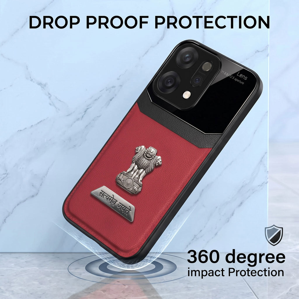 Oppo Reno 14 5G Satyamev Jayate 2-in-1 Emblem Leather Lens Protective Back Case