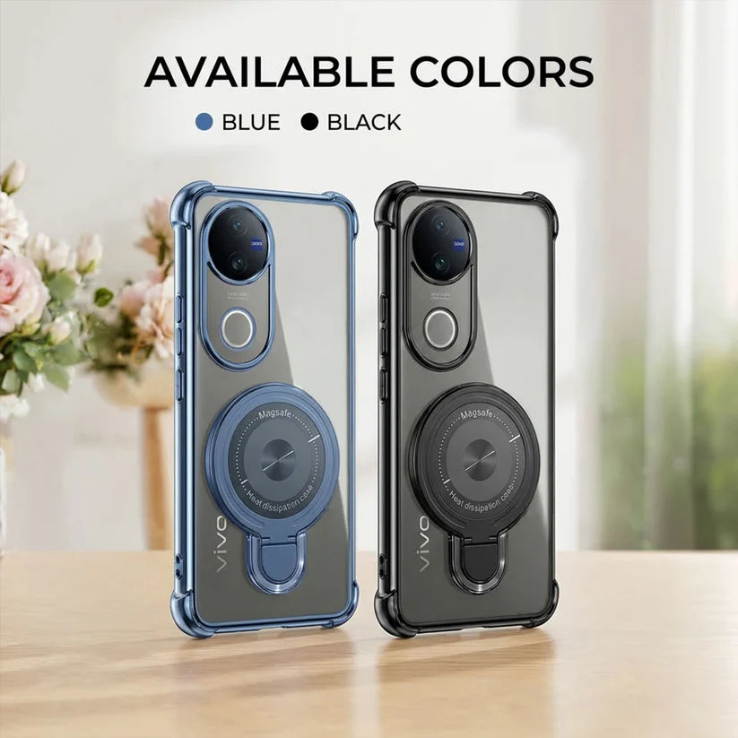 Vivo V50 5G Luxury Four Corner Invincible Bracket Ring Stand Case