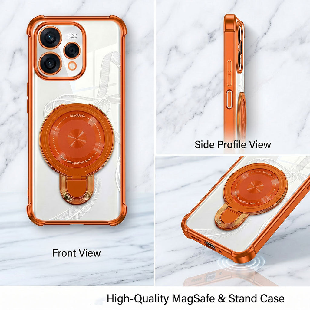Oppo Reno 15 5G Invincible Bracket Ring Stand Airbag Cosmic Orange Case